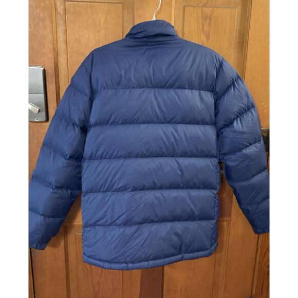 LL Bean men’s goose down puffer jacket Sz M Blue Coat Outdoor Hiking Zip Pocket - Picture 6 of 10